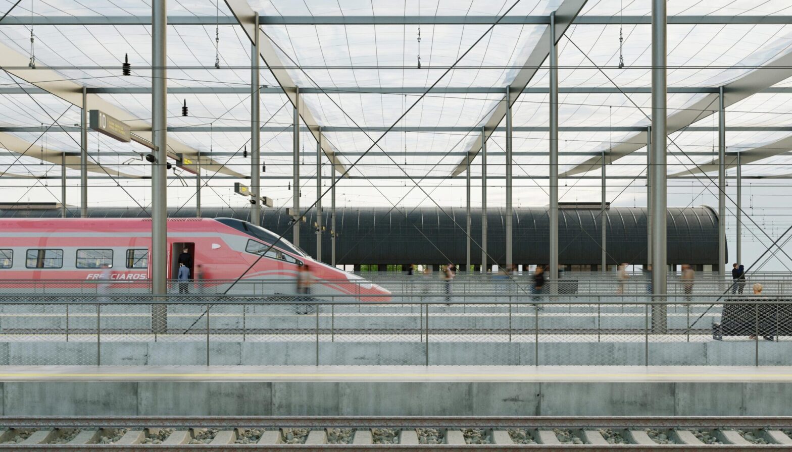 render architecture, Atelier mandrup, Stazione Milano Lambrate, srender steel structure